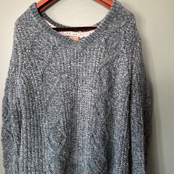 Women’s Sz M green Pol Anthropologie vneck chunky knit casual pullover sweater - Picture 7 of 9